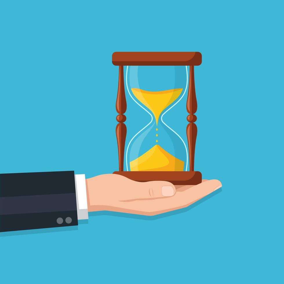 Hourglass held in a hand vector