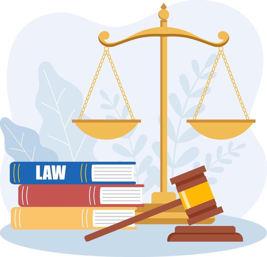 Illustration of Understanding the Scales of Justice A Visual Guide to Law and Legal Concepts vector