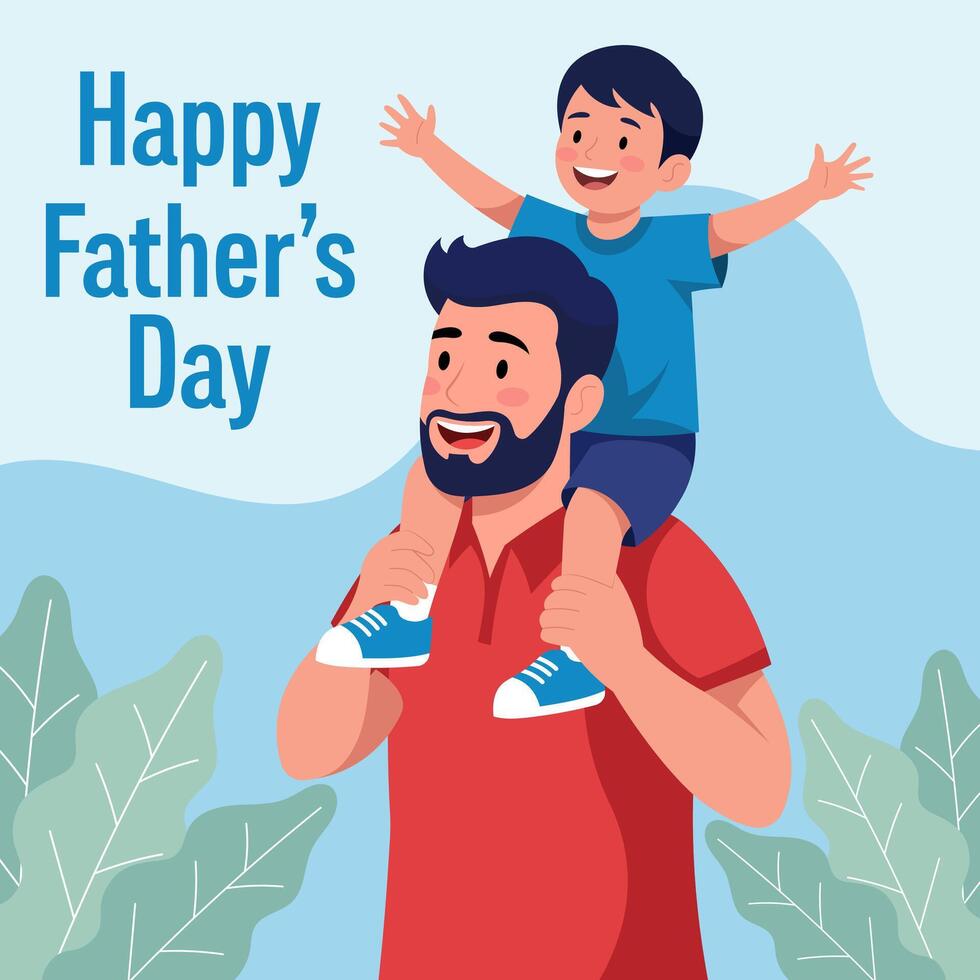 Illustration of a Happy Father's Day Dad and Son Bond Celebration vector