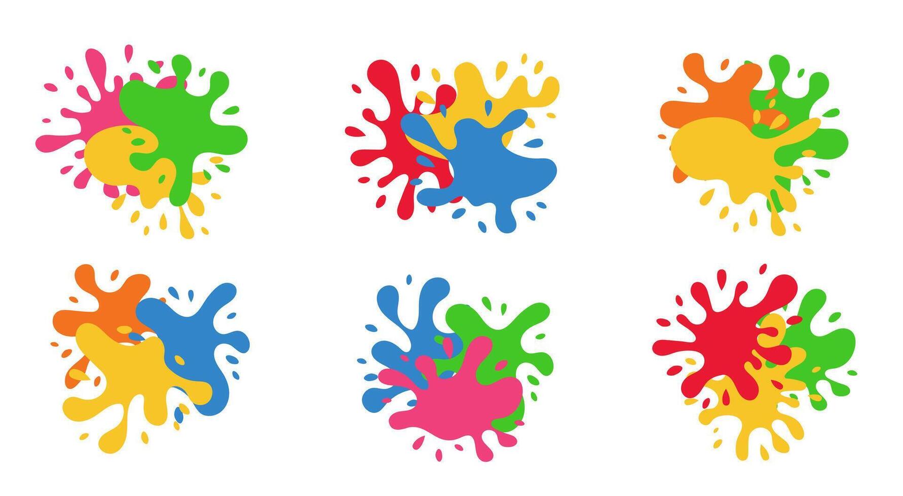 Paint splashes and drops. Set of different clor paint blobs and blots. vector