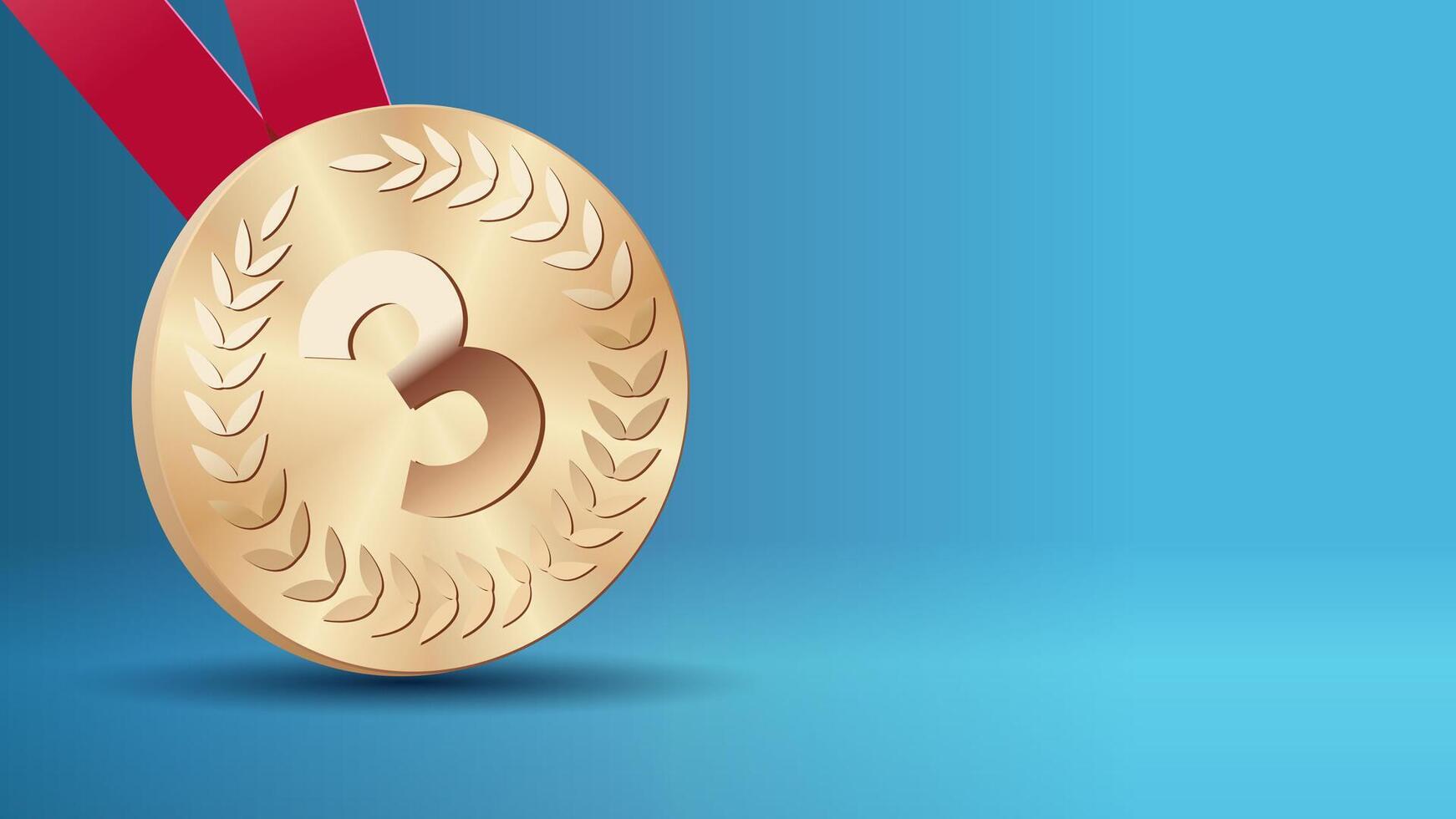 Bronze medal awards, 3D medal and copy space background, banner template vector