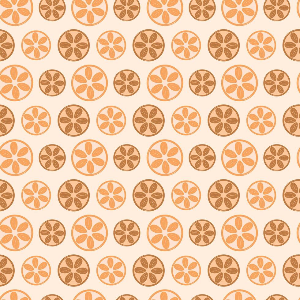 Repeating seamless pattern of dried citrus slices of orange or grapefruit. vector