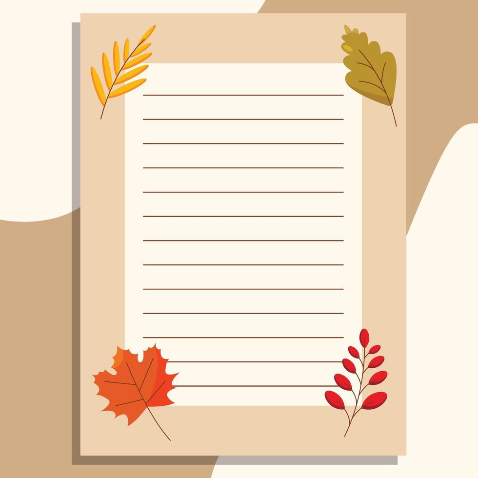 The autumn banner, a sheet of paper, is decorated with autumn leaves on a beige background. vector
