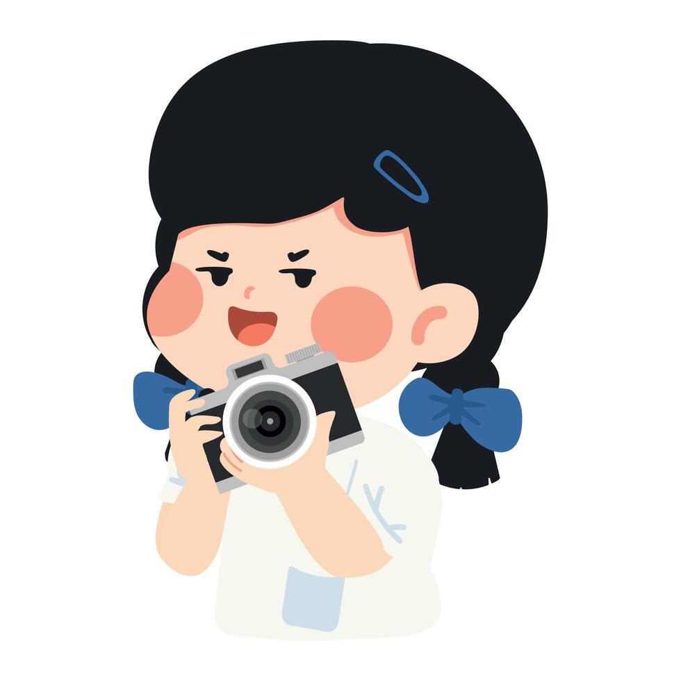 Illustration of a Girl with a Camera vector