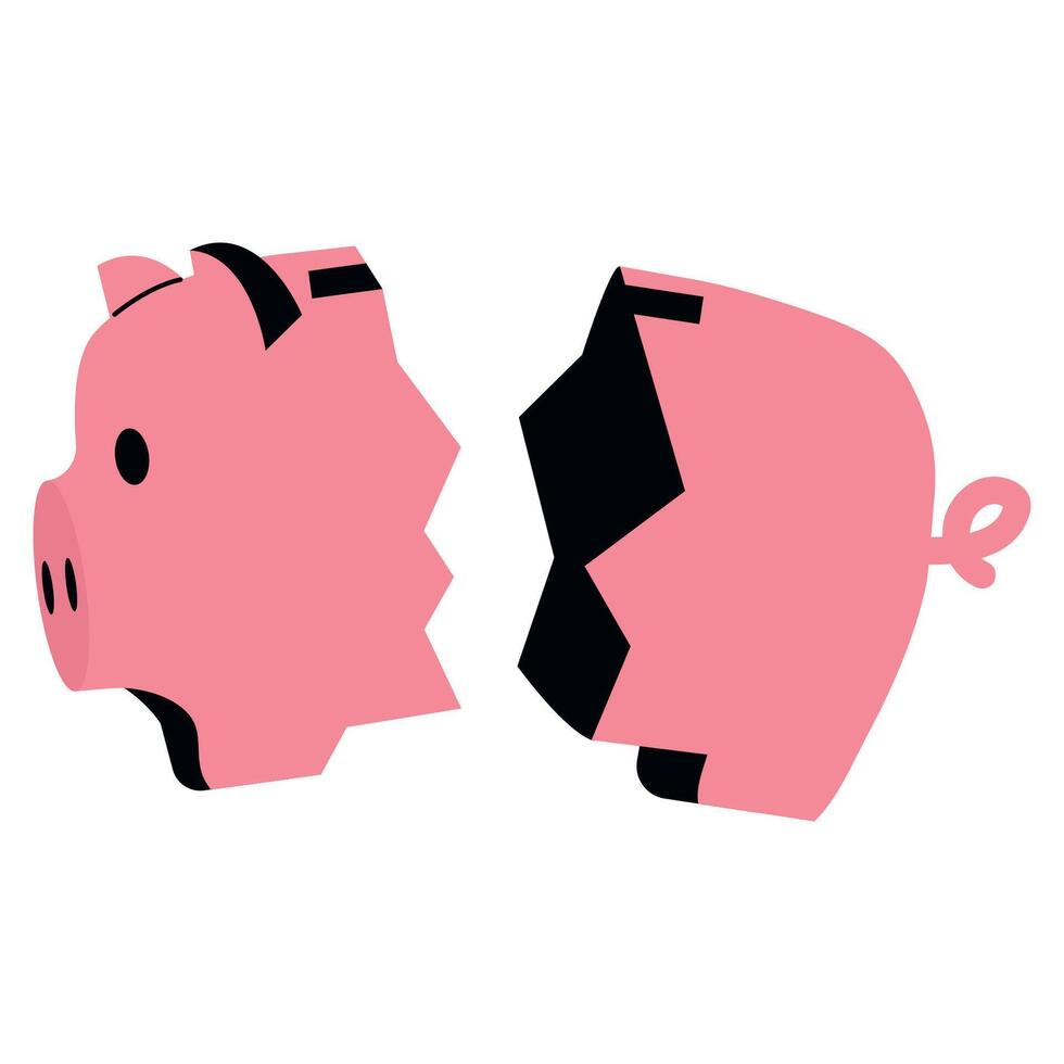 Illustration of a Broken Piggy Bank vector