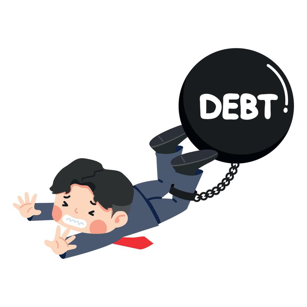 Cartoon Businessman Burdened by Debt Illustration vector
