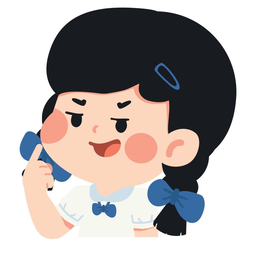 schoolgirl pointing at her own face vector
