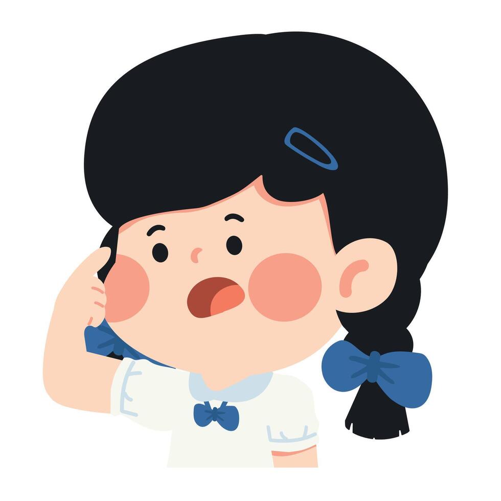 Student girl pointing at her head vector
