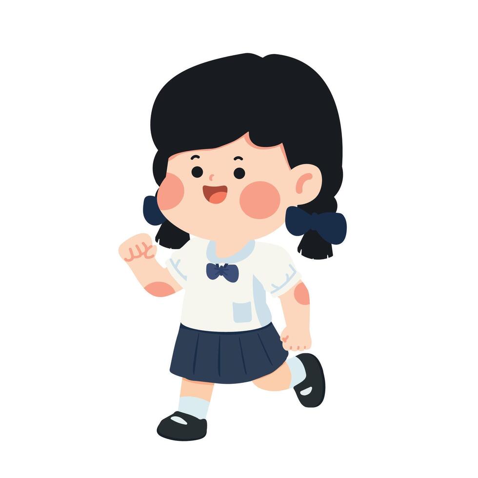 Illustration of School Girl Running in Uniform vector