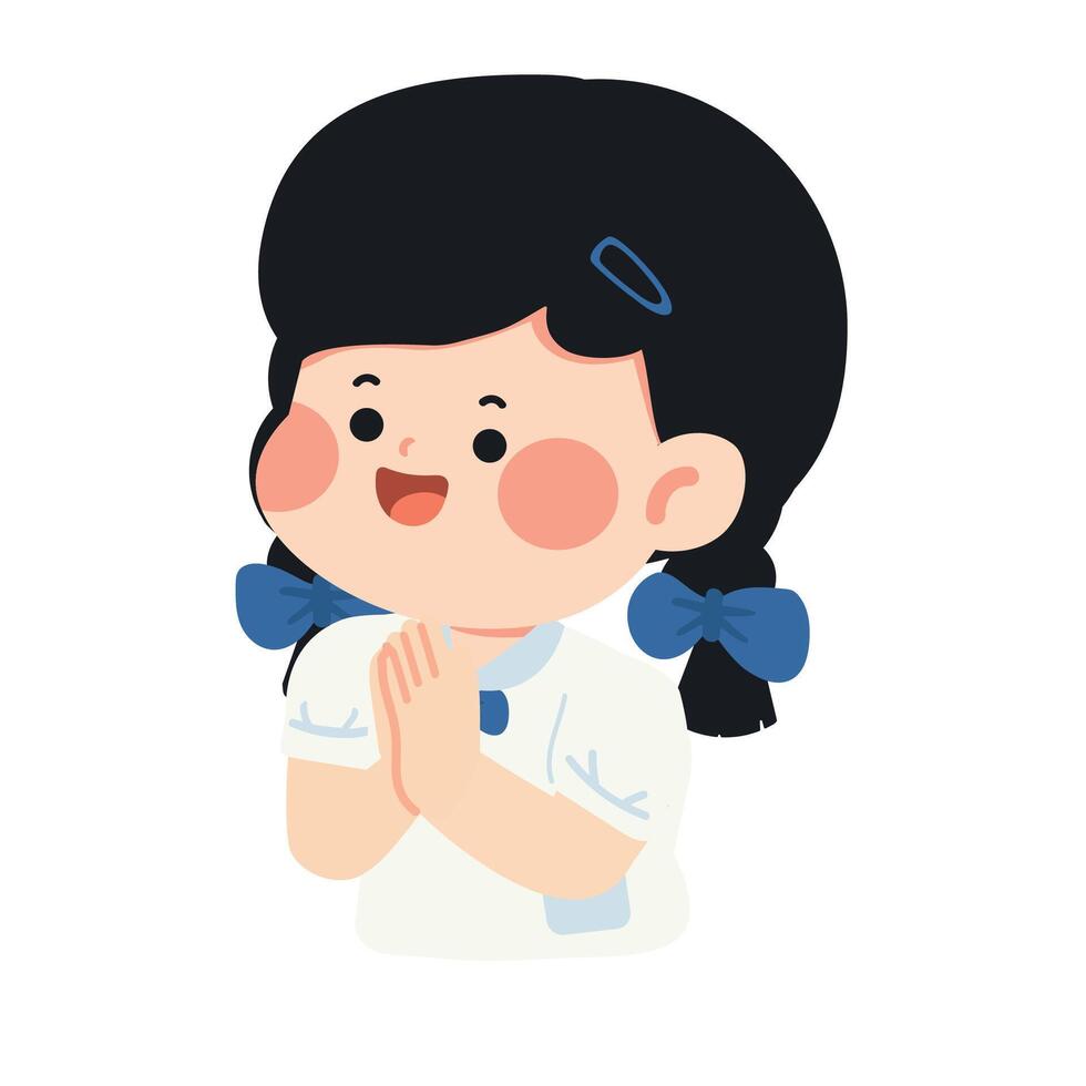 Cartoon Illustration of Thai Student Greet vector