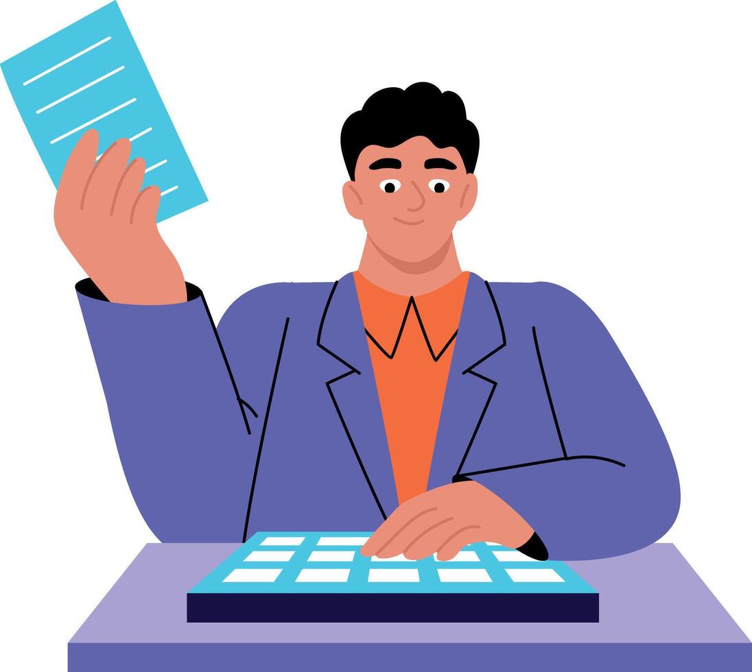 A flat style illustration showing student doing work vector