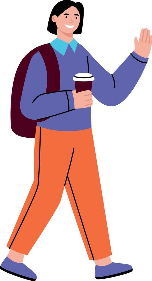 A flat style illustration showing a happy student vector