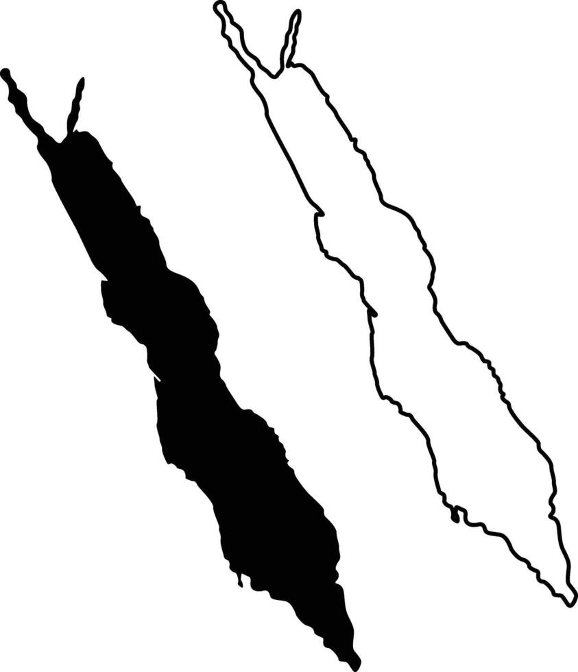 Map of Red Sea Silhouette Flat and Outline Design vector