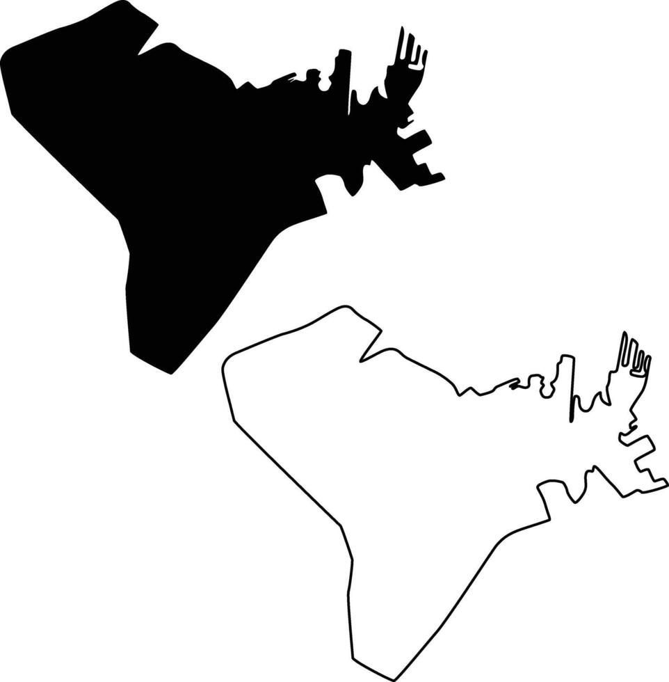 Map of Dammam Saudi Arabia Silhouette Flat and Outline vector