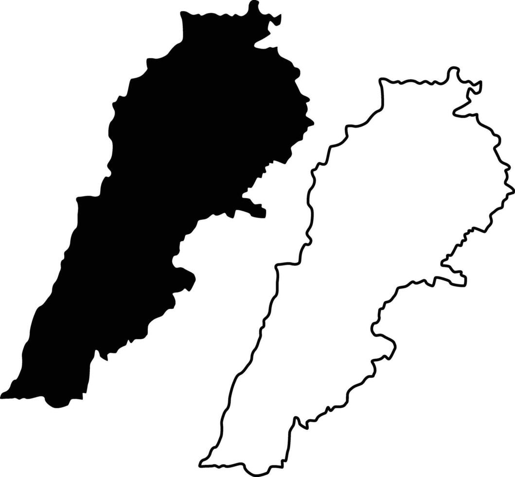 Map of Lebanon Silhouette Flat and Outline Design vector
