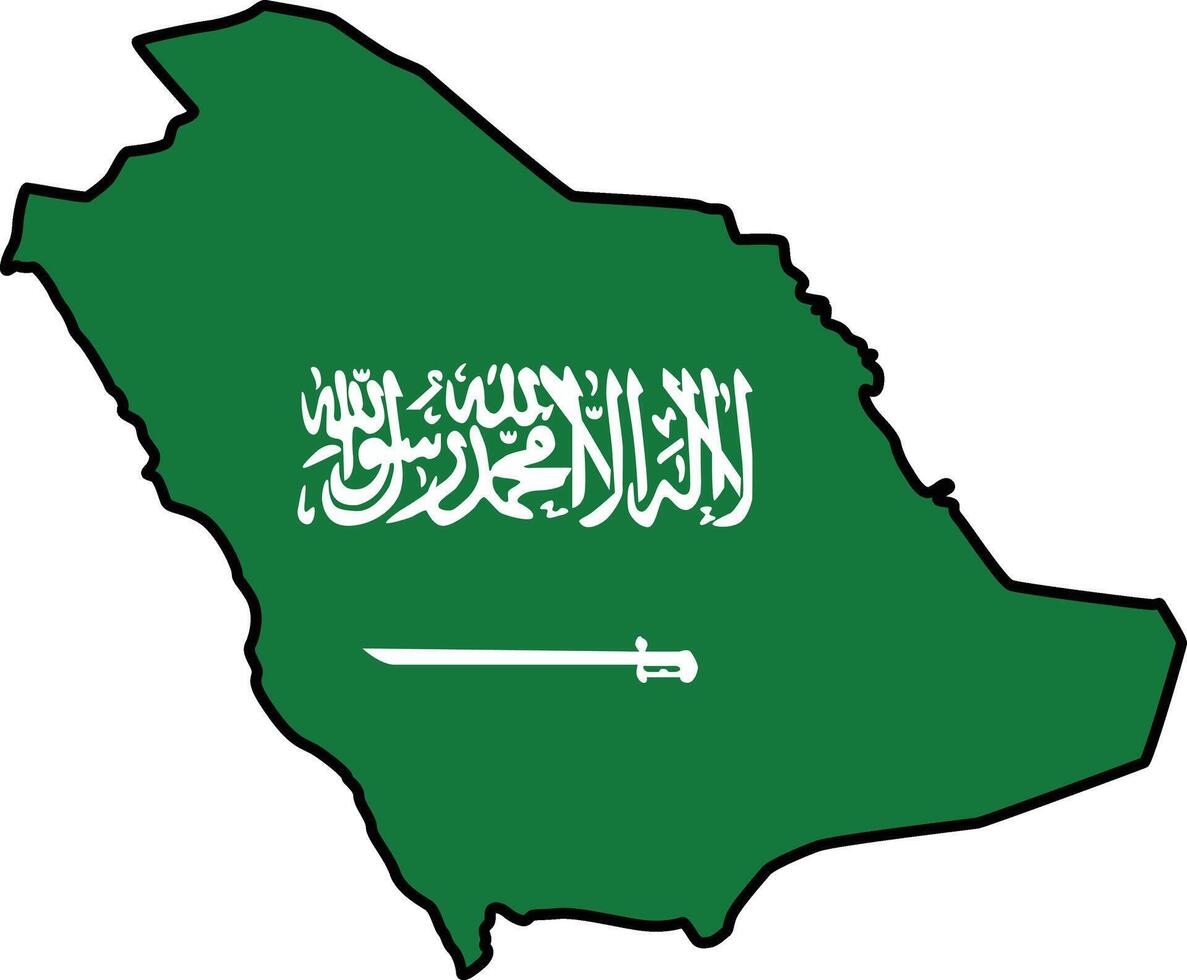 Map with Saudi Arabia Flag Design on White Background vector