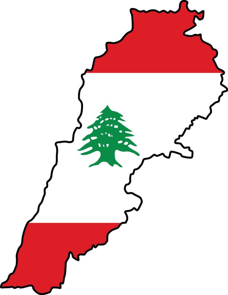 Map with Lebanon Flag Design on White Background vector