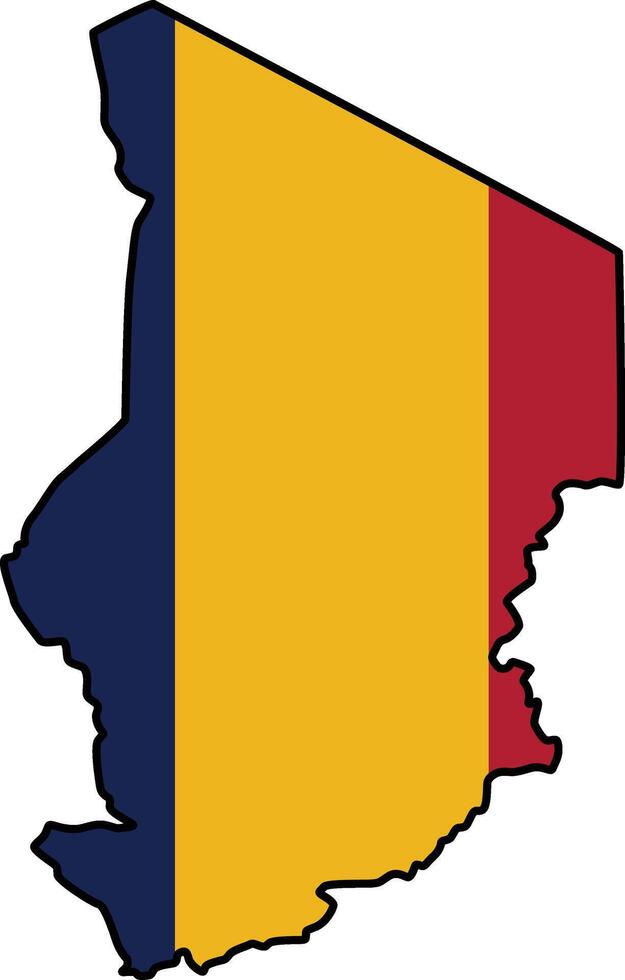 Map with Chad Flag Design on White Background vector
