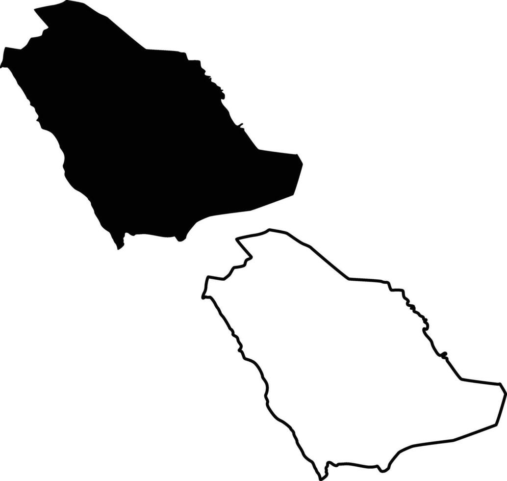 Map of Saudi Arabia Silhouette Flat and Outline Design vector