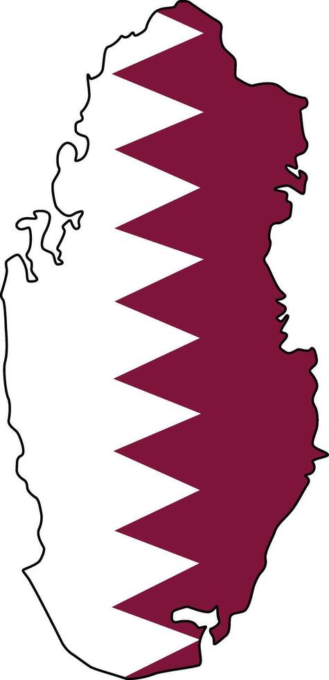 Map of Qatar with Flag on White Background vector