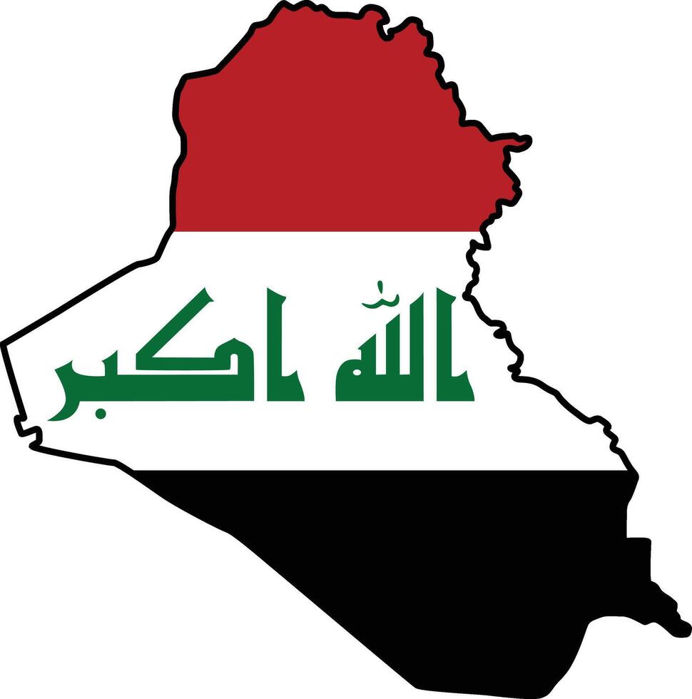 Map with Iraq Flag Design on White Background vector