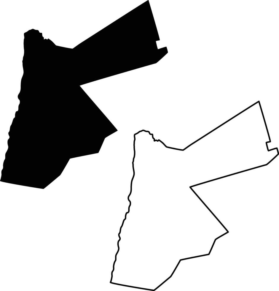 Map of Jordan Silhouette Flat and Outline Design vector