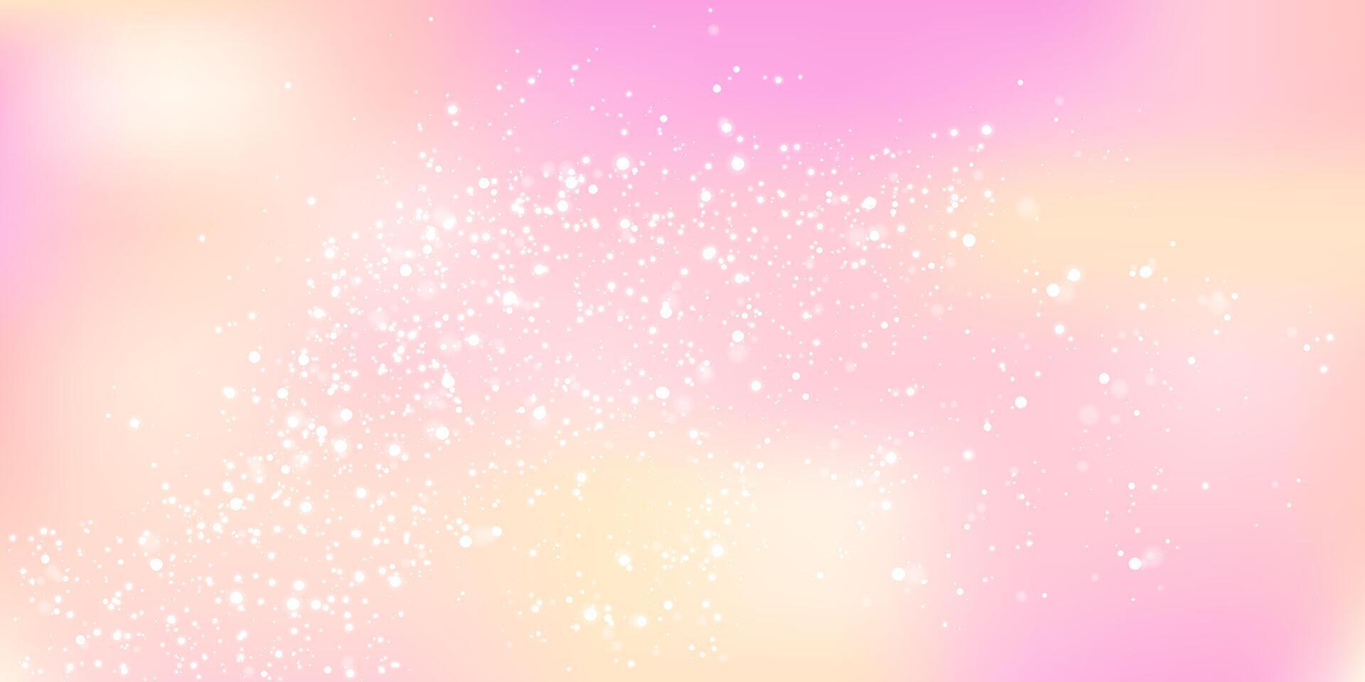 Abstract pastel backdrop with glittery sparkles and light burst in pink and peach hues. Elegant and romantic texture. vector