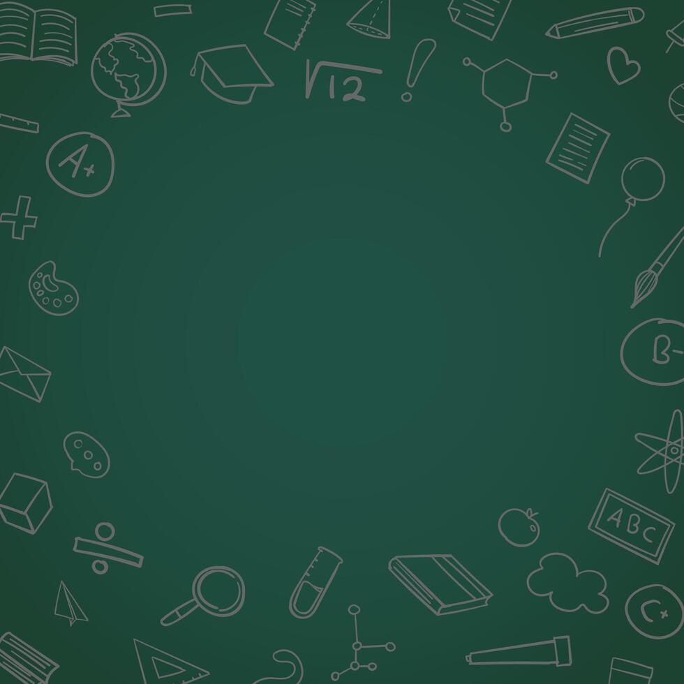 Back to school chalkboard educational elements design. illustration vector