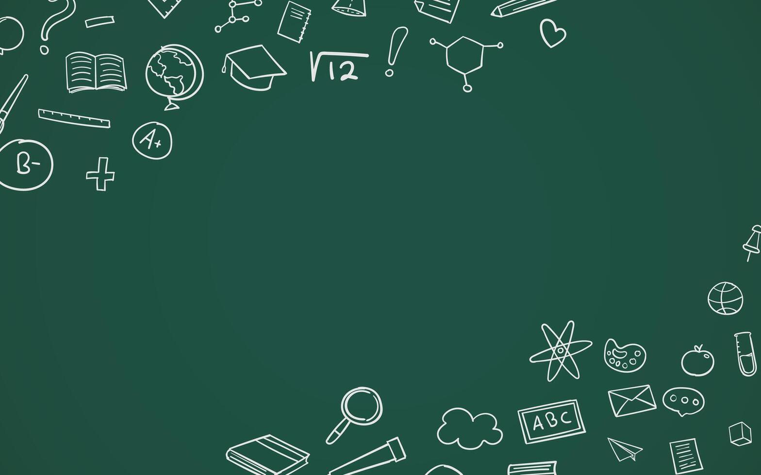 Back to school chalk doodle style on blackboard. illustration vector