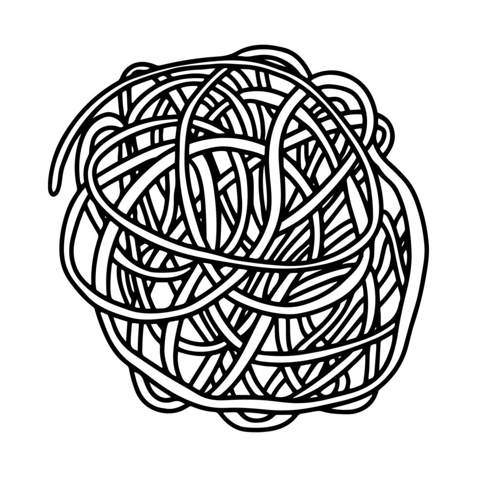 Chinese noodles doodle illustration. Ramen noodles hand drawn sketch vector