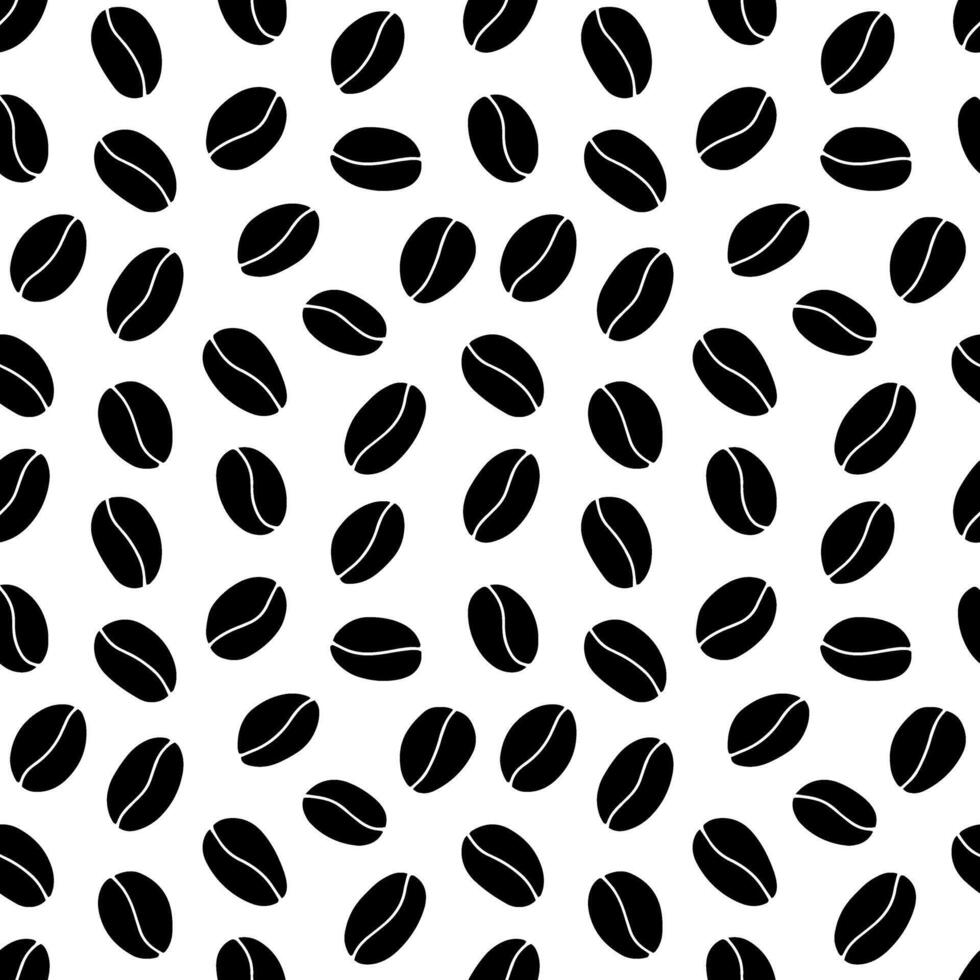 Coffee beans doodle seamless pattern on white background vector