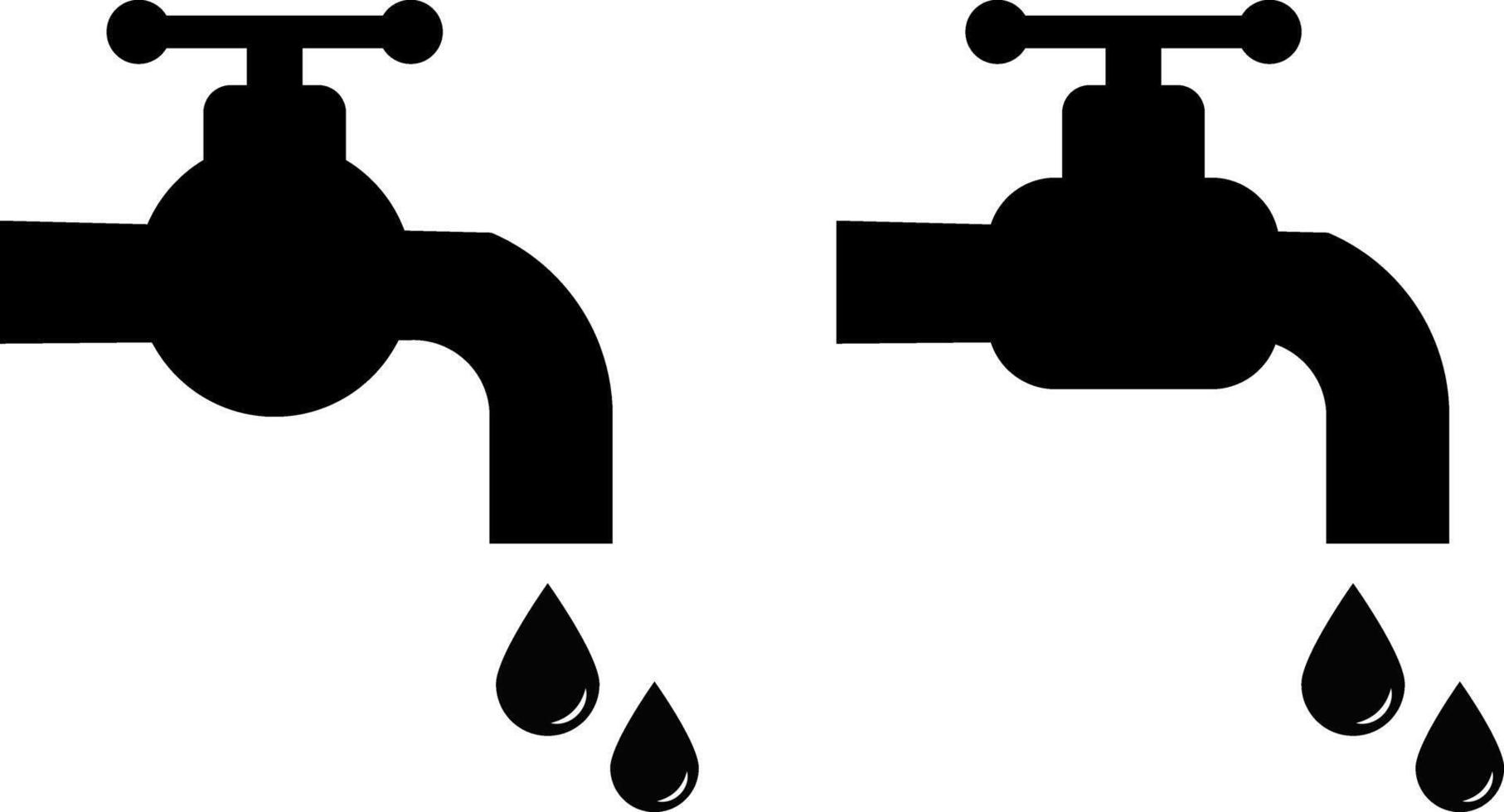 water tap icons set. dripping water drop for conservation awareness. water tap for sink vector