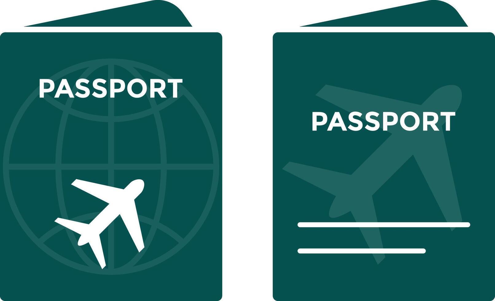 passport icon set . International travel global card. document identification immigration sign. flight ticket icons. journey vacation and air travel symbols vector