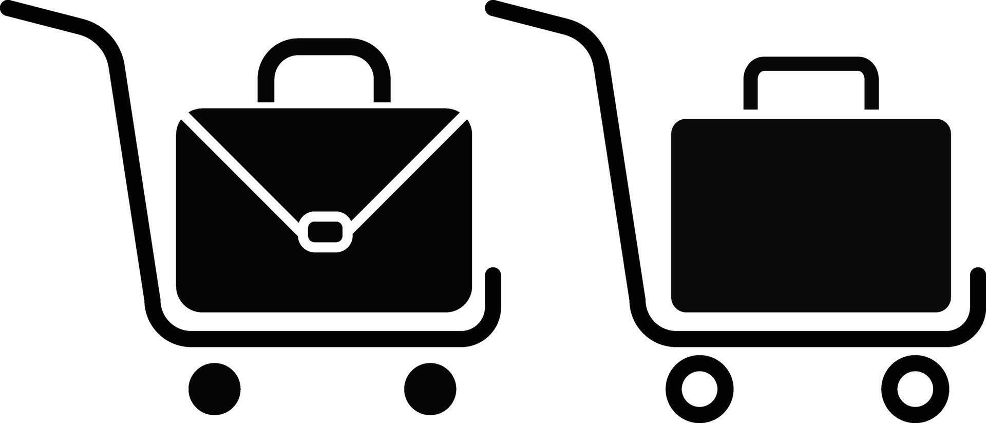 trolley with suitcase icon. luggage travel gear essentials. traveling bag icons. travel suitcase symbol. Transportation Concept vector