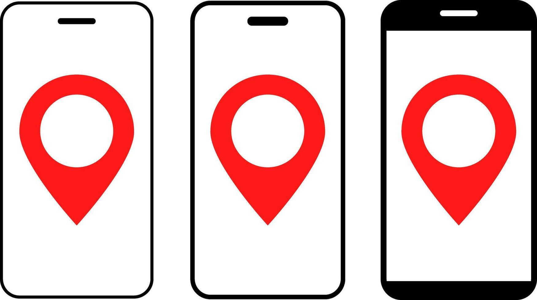 Smartphone with location icon set. Map pin and icon. global positioning system. instant navigation service vector