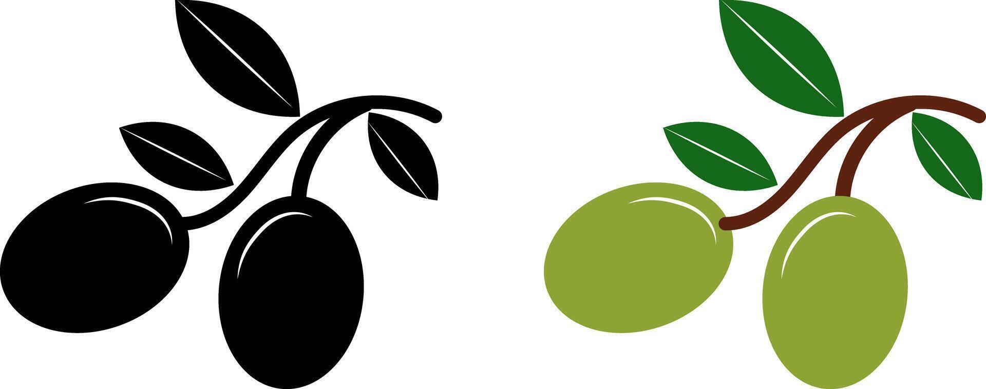 Green olives and leaves icon. healthy eating concept design. Ripe fruits of natural plants. Botanical decorative elements. Food product sketch vector