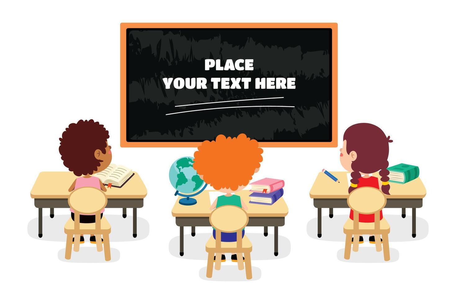 Cartoon Students At Classroom vector