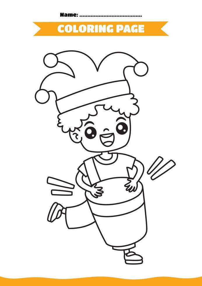 Coloring Page With Cartoon Character vector