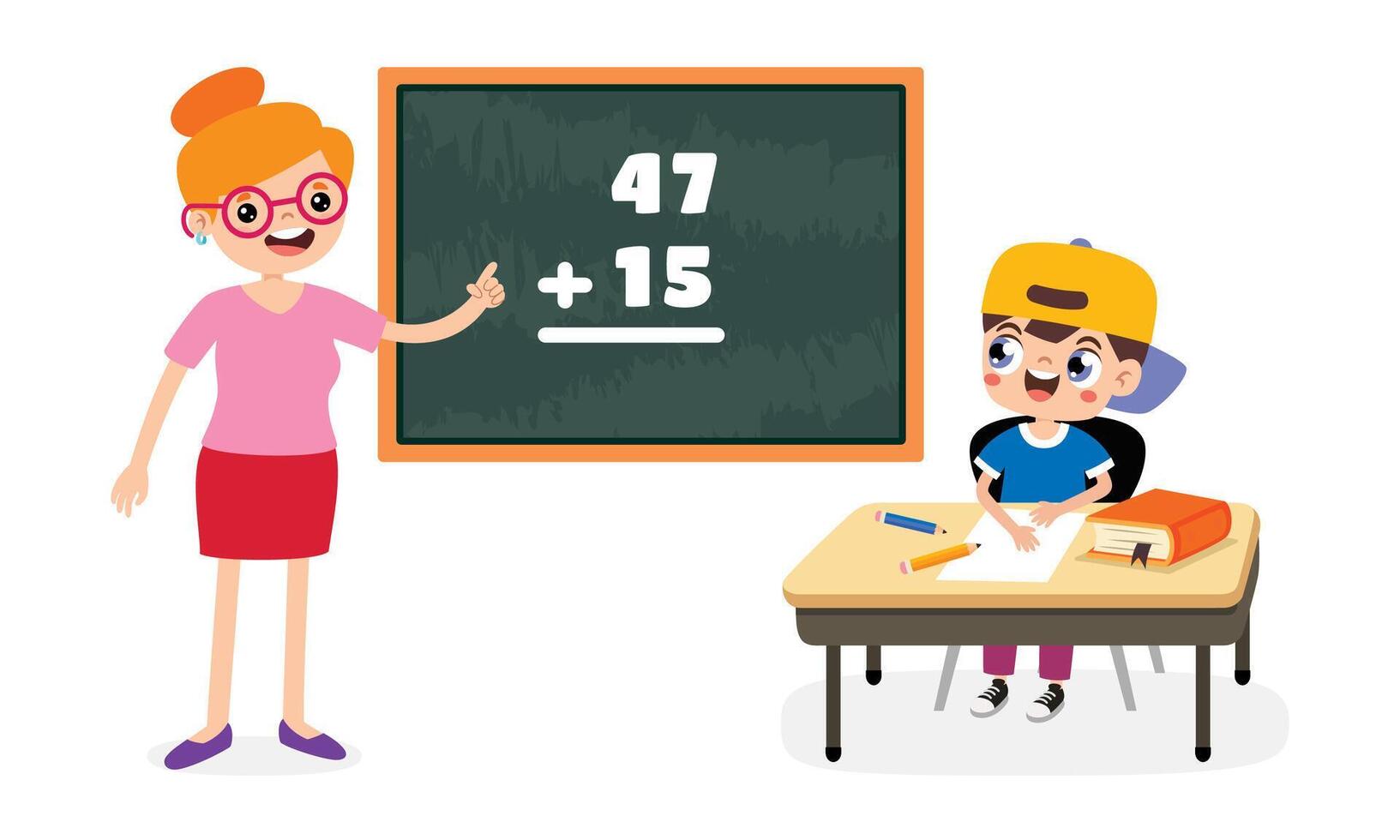Classroom Scene With Student And Teacher vector
