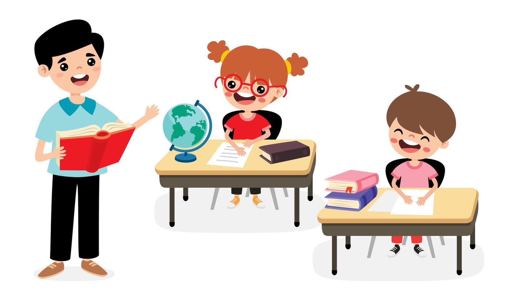 Students And Teacher At School vector