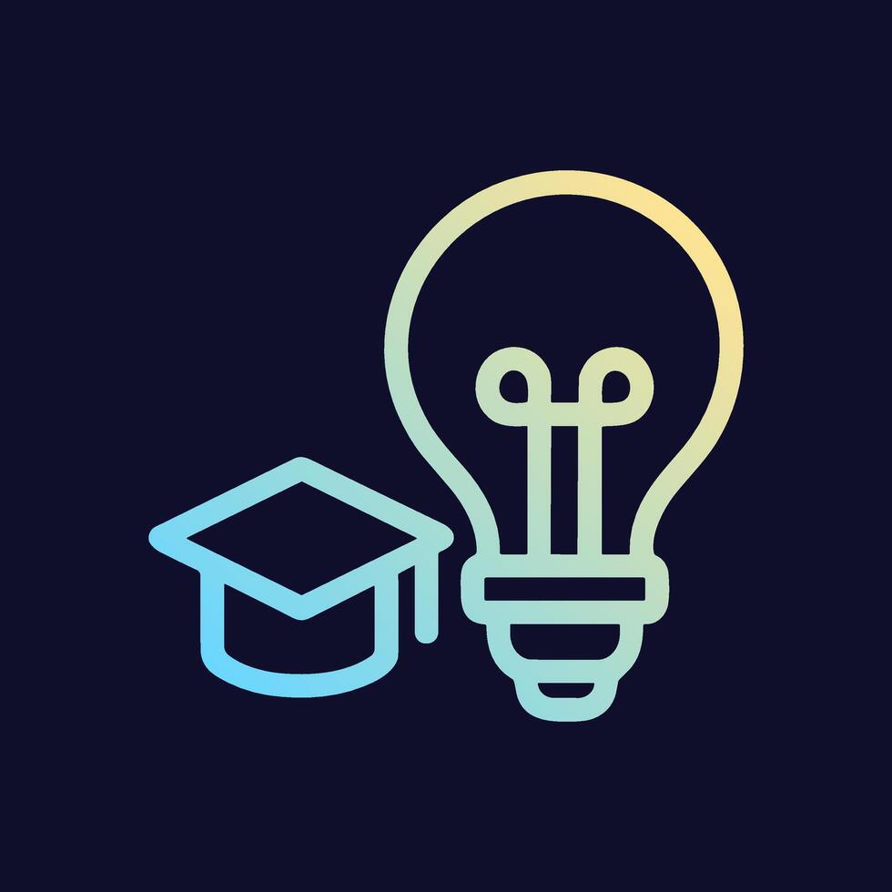 Illuminated Intellect Graduation Cap and Bulb. Icon symbol illustration vector