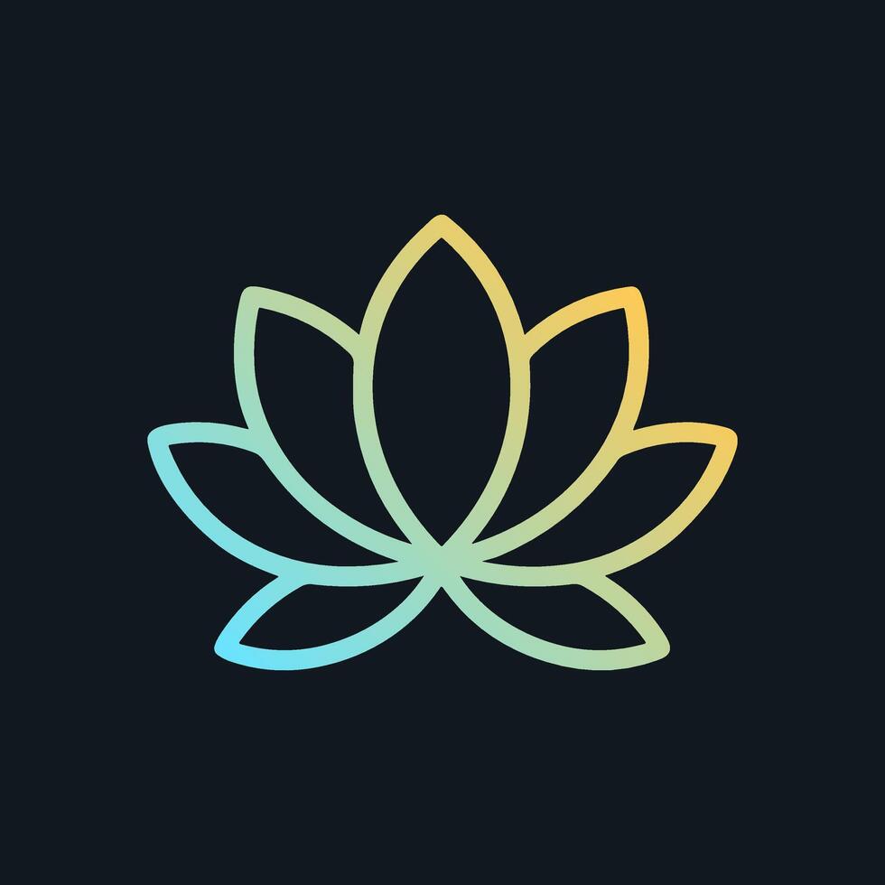 Lotus blossom radiates serene gradient glow. Icon symbol illustration vector
