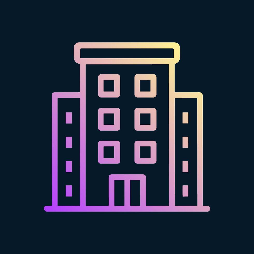 Gradient outlined office building silhouette. Icon symbol illustration vector