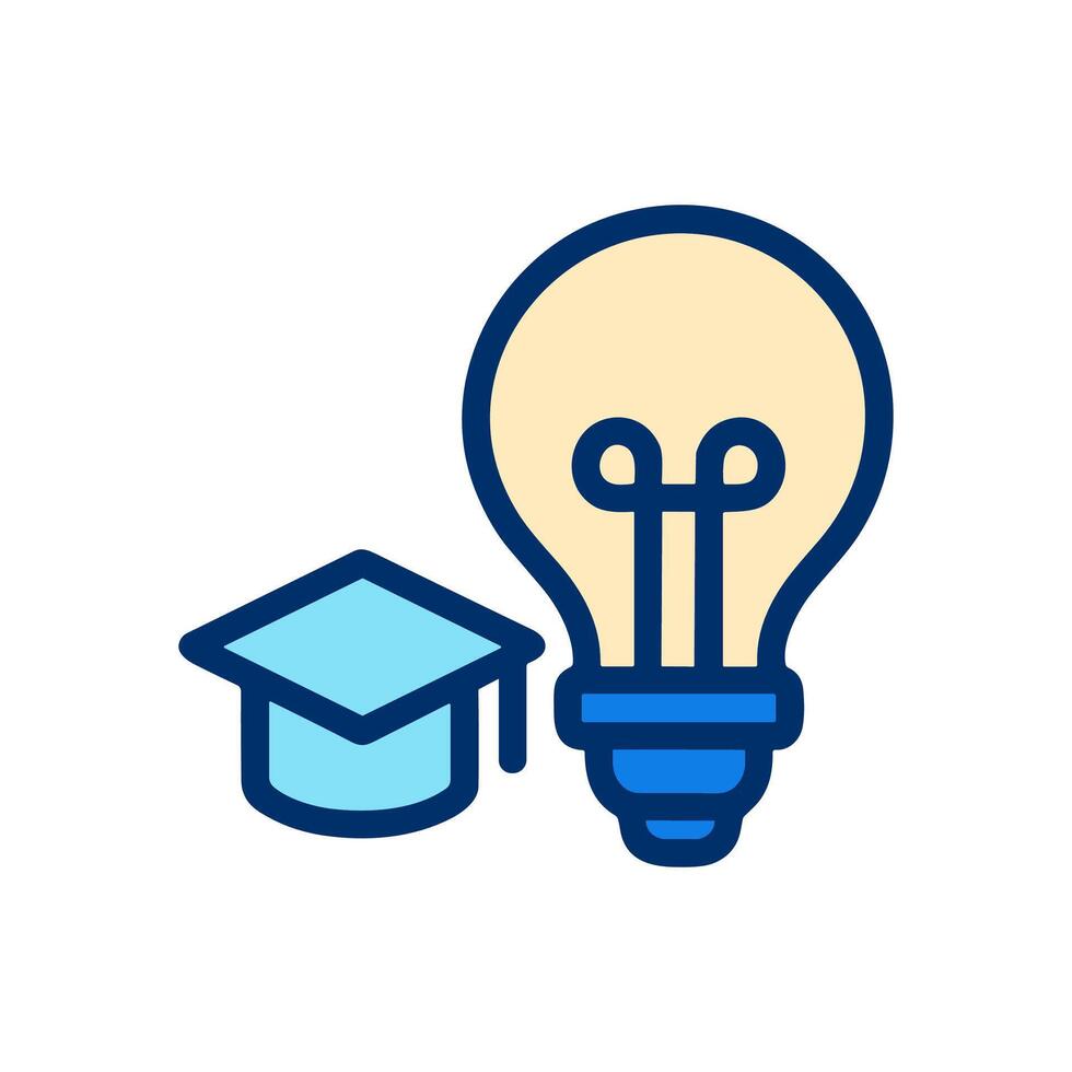 Academic lightbulb illuminating knowledges ascent. Icon symbol illustration vector
