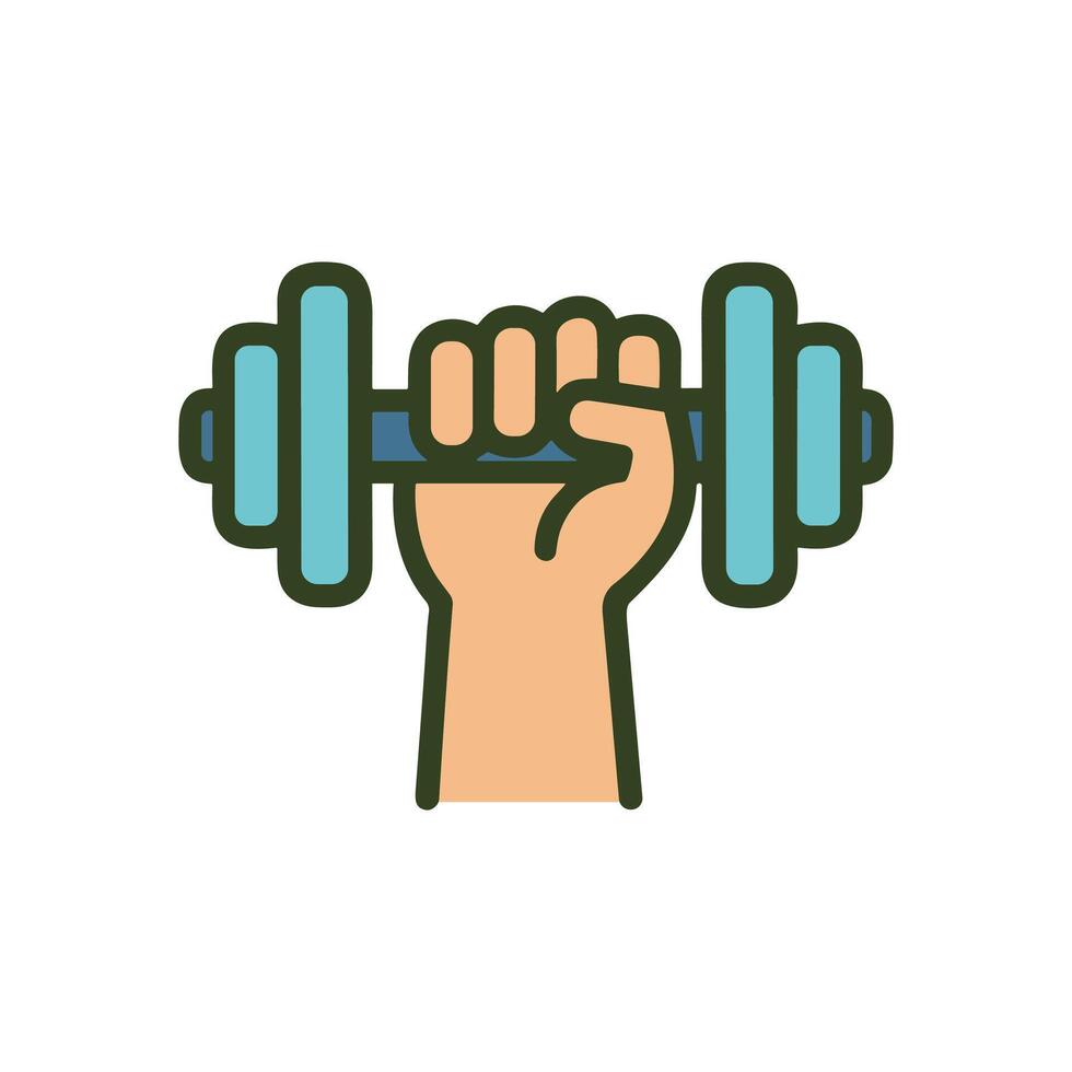 Person lifting a dumbbell with one hand. Icon symbol illustration vector