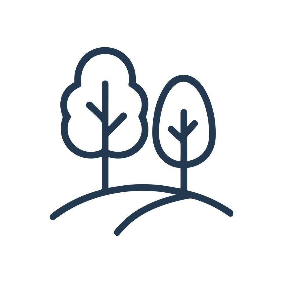 Two trees on a small hill. Icon symbol illustration vector