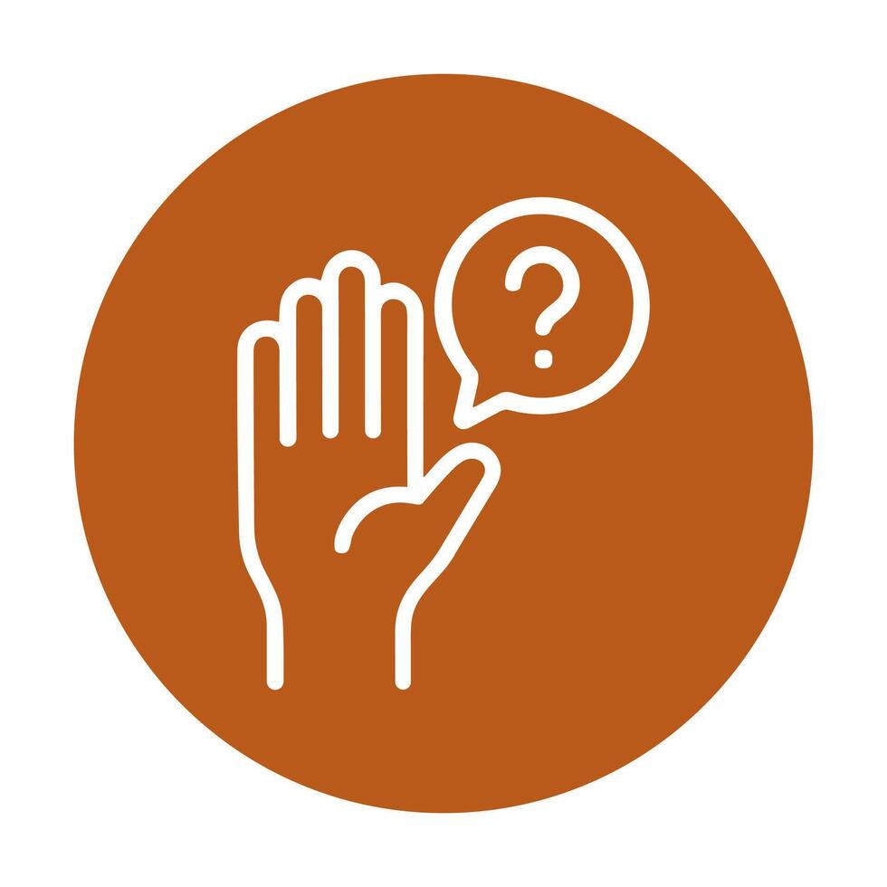 Raised hand with a question. Icon symbol illustration vector