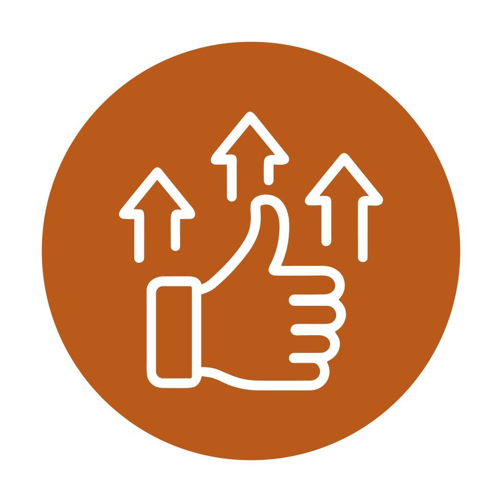 Thumbs up boost within a circle. Icon symbol illustration vector