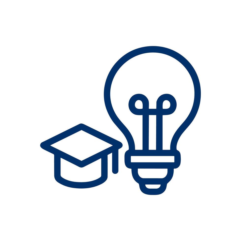 Intelligent learning shines brightly graduation lightbulb. Icon symbol illustration vector