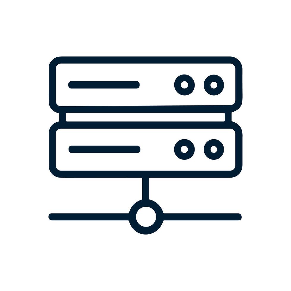 Minimalist server rack icon on white. Icon symbol illustration vector